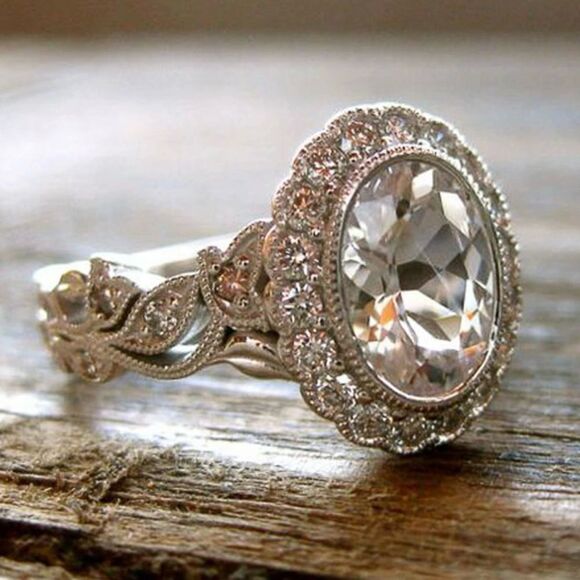 OVAL CUBIC ZIRCONIA RING - Picture 2 of 7